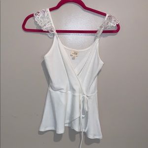 White small summer low cut cami